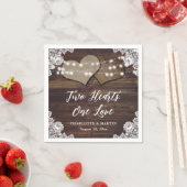 Rustic Wood Burlap en Lace Paper Napkins Servet (Insitu)