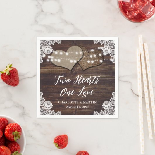 Rustic Wood Burlap en Lace Paper Napkins Servet (Insitu)