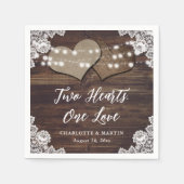 Rustic Wood Burlap en Lace Paper Napkins Servet (Voorkant)