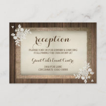Rustic Wood, Burlap en Lace Wedding Reception Card