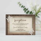 Rustic Wood, Burlap en Lace Wedding Reception Card Informatiekaartje (Staand voorkant)
