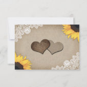 Rustic Wood Burlap Floral Lace Sunflower Wedding RSVP Kaartje (Achterkant)