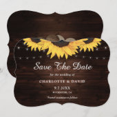 Rustic Wood Burlap Hearts Sunflower Wedding Save The Date (Voorkant / Achterkant)