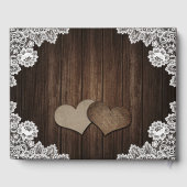 Rustic Wood Burlap Hearts Wedding Guest Book Gastenboek (Achterkant)