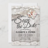 Rustic Wood Burlap Lace Barn Wedding Save the Date (Voorkant)