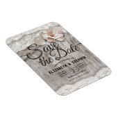 Rustic Wood Burlap Lace Barn Wedding Save the Date Magneet (Rechterzijde)
