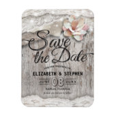 Rustic Wood Burlap Lace Barn Wedding Save the Date Magneet (Verticaal)