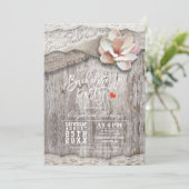 Rustic Wood Burlap Lace Floral Bachelorette Kaart (Staand voorkant)