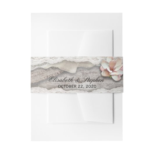 Rustic Wood Burlap Lace Floral Barn Wedding Shower Uitnodigingen Wikkel (Voorkant Voorbeeld)