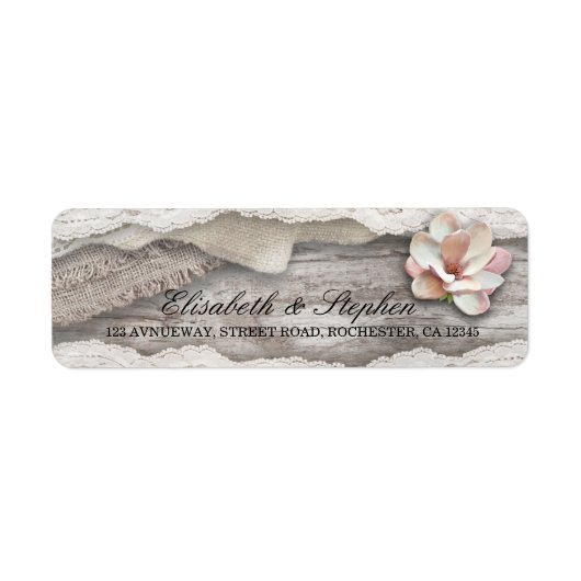 Rustic Wood Burlap Lace Floral Country Wedding Etiket (Voorkant)