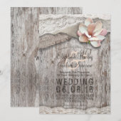Rustic Wood Burlap Lace Floral Country Weddings Kaart (Voorkant / Achterkant)