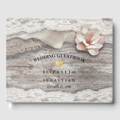 Rustic Wood Burlap Lace Floral Wedding Guestbook Gastenboek (Voorkant)