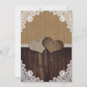 Rustic Wood Burlap Lace String Lights Wedding Kaart (Achterkant)