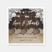 Rustic Wood Burlap Lace String Lights Wedding Servet (Voorkant)