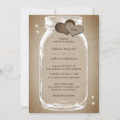 Rustic Wood Burlap Mason Jar Wedding Invitations Kaart (Voorkant)