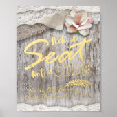 Rustic Wood Burlap Pick A Seat Not Side Wedding Poster (Voorkant)