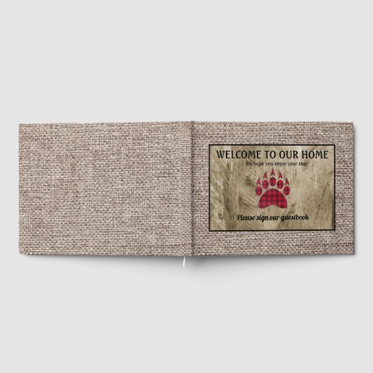 Rustic Wood Burlap Red Buffalo Pset Beer Paw Gastenboek (Volledig)