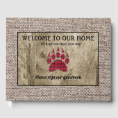 Rustic Wood Burlap Red Buffalo Pset Beer Paw Gastenboek (Voorkant)