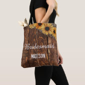 Rustic Wood & Burlap Sunflower Wedding Monogram Tote Bag (Dichtbij)