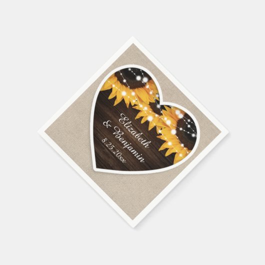 Rustic Wood Burlap Sunflower Wedding Servet (Hoek)