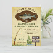 Rustic Wood Burlap Vist Birthday Party Invite Kaart (Staand voorkant)