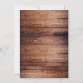 Rustic Wood Burlap Vist Birthday Party Invite Kaart (Achterkant)