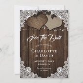 Rustic Wood Burlap Wedding Save the Date Kaart (Voorkant)