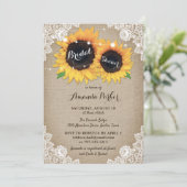 Rustic Wood Burlap Zonnebloem Vrijgezellenfeest Kaart (Staand voorkant)