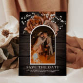 Rustic Wood Burnt Oranje Roos Terracotta Wedding Save The Date