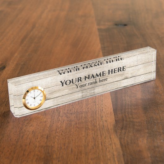 Rustic Wood Business desk name bord Naambordje (Zijkant)