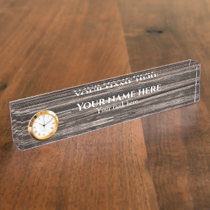 Rustic Wood Business desk name bord Naambordje