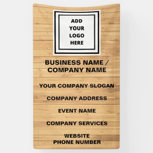 Rustic Wood Business Logo - Promotie  Spandoek (Verticaal)