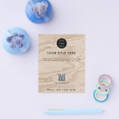 Rustic Wood Business Logo QR Code Promotioneel Flyer (Enkel)