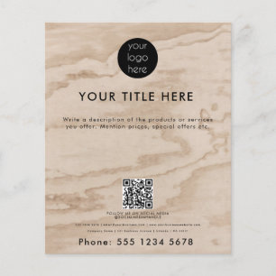 Rustic Wood Business Logo QR Code Promotioneel Flyer