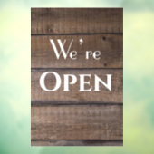 Rustic Wood Business Restaurant We zijn open Sign Raamsticker (Vel 3)