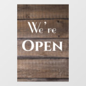 Rustic Wood Business Restaurant We zijn open Sign Raamsticker (Vel)