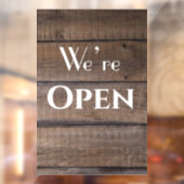 Rustic Wood Business Restaurant We zijn open Sign Raamsticker (Vel 2)
