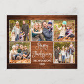 Rustic Wood Calligrafie 5 Foto Thanksgiving Briefkaart (Voorkant)