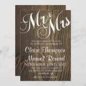 Rustic Wood Calligraphy Huwelijksuitnodiging Kaart (Voorkant / Achterkant)