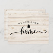 Rustic Wood Calligraphy Moving Announcement Briefkaart (Voorkant / Achterkant)