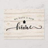 Rustic Wood Calligraphy Moving Announcement Briefkaart (Voorkant)