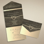 Rustic Wood Calligraphy Wedding All In One Uitnodiging