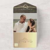 Rustic Wood Calligraphy Wedding All In One Uitnodiging (Buitenkant)