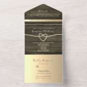 Rustic Wood Calligraphy Wedding All In One Uitnodiging (Binnen)