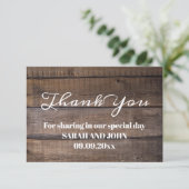Rustic Wood Calligraphy Wedding Bedankkaart (Staand voorkant)
