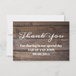 Rustic Wood Calligraphy Wedding Bedankkaart