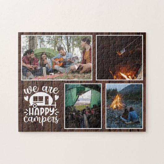 Rustic Wood Camping 4 Foto Collage Keepslag Legpuzzel (Horizontaal)