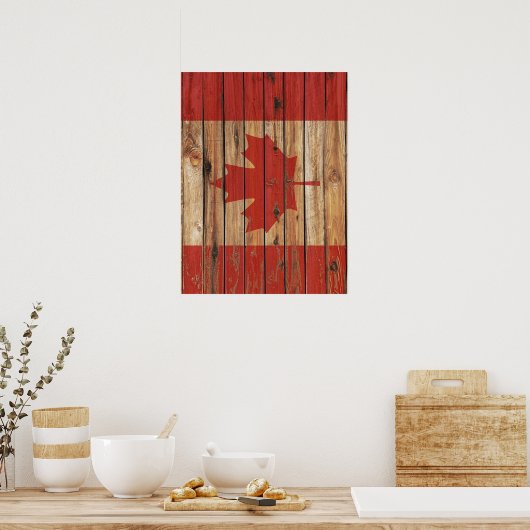 Rustic Wood Canada Flag Poster (Keuken)