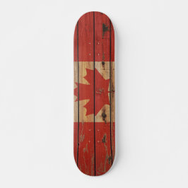 Rustic Wood Canada Flag Skateboard