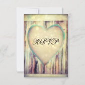 Rustic Wood Carved Heart Wedding RSVP-kaarten RSVP Kaartje (Achterkant)